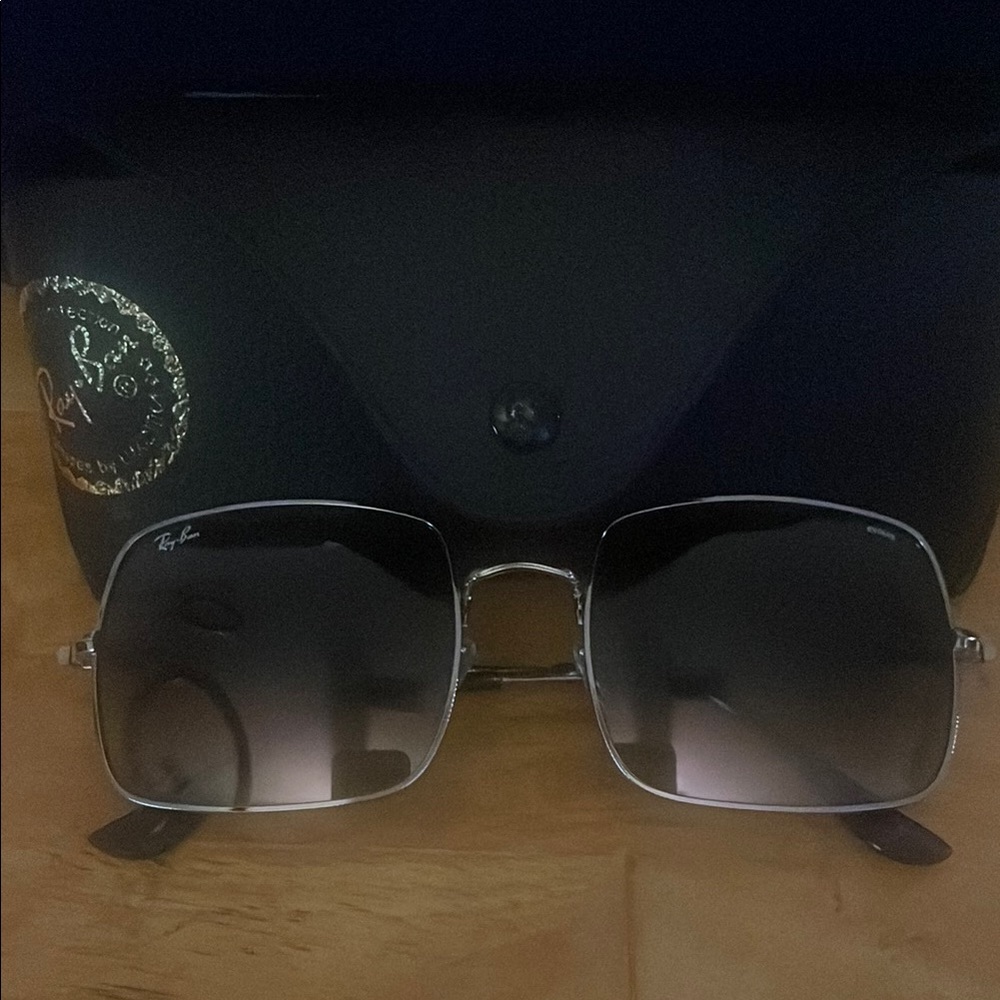 Ray-Ban Square Sunglasses with Black and Silver Frame